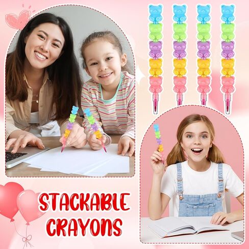 MotiMind 28 Sets End of Year Kindergarten Gift Crayons Party Favors Stackable Bear Crayons with Coloring Cards Graduation Goodie Bag Stuffers for Kids Classroom School Students Gifts in Saudi Arabia