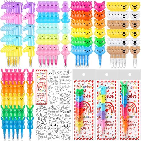 MotiMind 28 Sets End of Year Kindergarten Gift Crayons Party Favors Stackable Bear Crayons with Coloring Cards Graduation Goodie Bag Stuffers for Kids Classroom School Students Gifts in Saudi Arabia