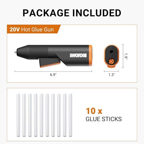 Cordless Hot Glue Gun 20V, 30-Second Fast Heating Glue Gun Kit with 10 Pcs Full Size Sticks, Auto Power-Off Hot Melt Glue Gun for DIY, Arts & Crafts, Decorations in Saudi Arabia