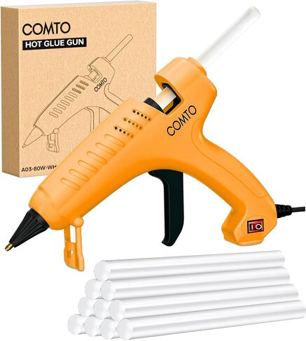 مجموعة مسدس الغراء الساخن والعصي، قوة فائقة 80 وات، مسدس غراء كامل الحجم للخدمة الشاقة مع 10 أعواد غراء (7/16 بوصة)، تسخين سريع وتصميم مضاد للتنقيط، للحرف اليدوية والإصلاحات - أبيض in Kuwait