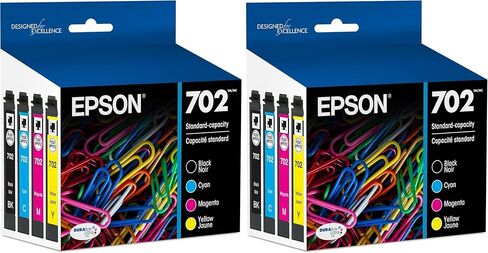 EPSON 702 DURABrite Ultra Ink Standard Capacity Black & Color Cartridge Combo Pack (T702120-BCS) Works with WorkForce Pro WF-3720, WF-3730, WF-3733 in Saudi Arabia