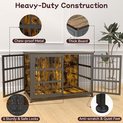 46 '' الكلب قفص الأثاث سلالات كبيرة الكلب قفص بيوت الكلاب لداخل صناديق الكلب الخشبية نهاية الجدول الثقيلة داخلي مزيج قفص للكلاب المتوسطة والكبيرة الجوز in Kuwait