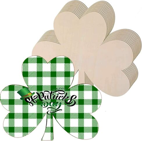 8Pcs 11 Inch Unfinished Wooden Shamrock Cutouts, St. Patrick's Day Wood Shamrock Ornaments Blank Wood Shamrocks Clover Shape Cut-Outs Wooden Shamrock Discs Slice for DIY Crafts Centerpieces Supplies in Saudi Arabia