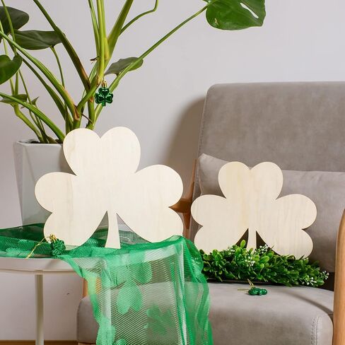 8Pcs 11 Inch Unfinished Wooden Shamrock Cutouts, St. Patrick's Day Wood Shamrock Ornaments Blank Wood Shamrocks Clover Shape Cut-Outs Wooden Shamrock Discs Slice for DIY Crafts Centerpieces Supplies in Saudi Arabia