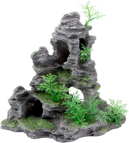 Saim Aquarium Mountain View Stone Ornament، الاصطناعي Mountain Hill View Stone Rock Cave حوض السمك ديكور حوض السمك ديكور لكهف Betta Cichlids Hideaway Cave، Hermit Crab Hideout - كبير in Saudi Arabia