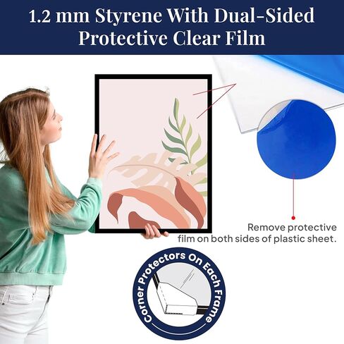 إطار أحجية PFFO مقاس 20 × 27، طراز أسود مسطح حديث مقاس 1.25 بوصة، زجاج شبكي شفاف، دعم قوي، أدوات تعليق على الحائط متضمنة - عرض للألغاز أو الأعمال الفنية أو الملصقات أو الصور in Kuwait