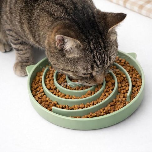 Silicone Slow Feeder Cat Bowl, Anti-Gulp Spiral Design for Dry & Wet Food, Non-Slip Easy Clean Feeding Dish for Cats in Saudi Arabia