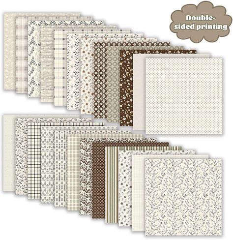 Scrapbook Paper 12x12 In Double Sided Decorative Paper for Scrapbooking, 24 Sheets/24 Designs Spring Floral Patterned Craft Paper for Junk Journals DIY Cards Album Decoration (Beige) in Kuwait