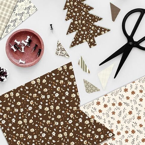 Scrapbook Paper 12x12 In Double Sided Decorative Paper for Scrapbooking, 24 Sheets/24 Designs Spring Floral Patterned Craft Paper for Junk Journals DIY Cards Album Decoration (Beige) in Kuwait