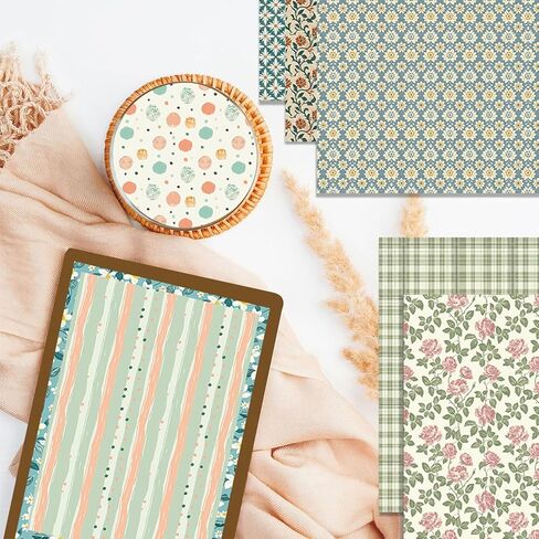 Scrapbook Paper 12x12 In Double Sided Decorative Paper for Scrapbooking, 24 Sheets/24 Designs Spring Floral Patterned Craft Paper for Junk Journals DIY Cards Album Decoration (Beige) in Kuwait