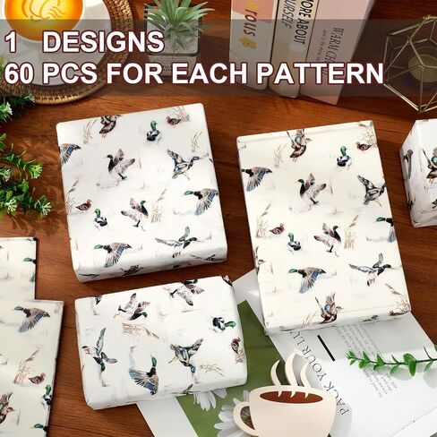 AnyDesign 60 قطعة من مناديل ورق البطة المالارد ورق التغليف الورقي بألوان مائية بطة مناديل فنية مزخرفة للعطلات DIY التعبئة اليدوية، 14 × 20 بوصة in Kuwait