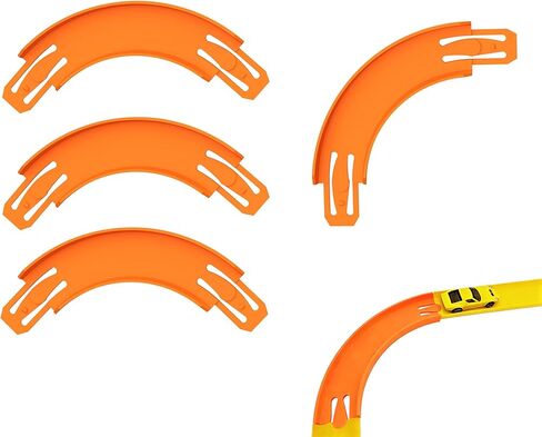 Racetrack Connectors Compatible with Hot Wheels, Plastic Track Pieces, 90 Degree Banked Turn Curve, 4-Pack (Orange) in Kuwait