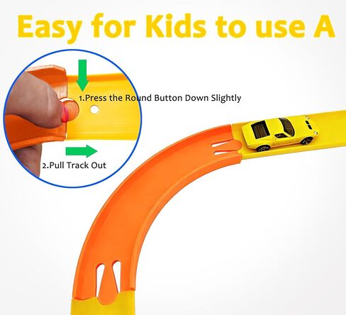 Racetrack Connectors Compatible with Hot Wheels, Plastic Track Pieces, 90 Degree Banked Turn Curve, 4-Pack (Orange) in Kuwait