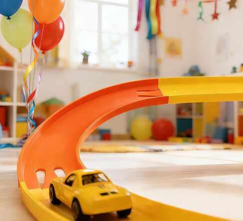 Racetrack Connectors Compatible with Hot Wheels, Plastic Track Pieces, 90 Degree Banked Turn Curve, 4-Pack (Orange) in Kuwait