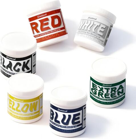 Shaliteink® Screen Printing Ink Set(PVC Free) - 6-Colors(10oz), Non-Blocking Printing Plastisol Ink for Cotton, Screen Printing Supplies for Polyester and Other Fabrics in Saudi Arabia