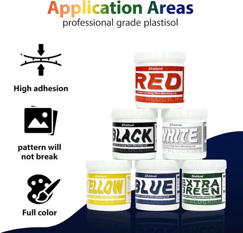 Shaliteink® Screen Printing Ink Set(PVC Free) - 6-Colors(10oz), Non-Blocking Printing Plastisol Ink for Cotton, Screen Printing Supplies for Polyester and Other Fabrics in Saudi Arabia
