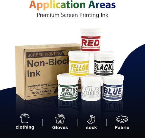 Shaliteink® Screen Printing Ink Set(PVC Free) - 6-Colors(10oz), Non-Blocking Printing Plastisol Ink for Cotton, Screen Printing Supplies for Polyester and Other Fabrics in Saudi Arabia