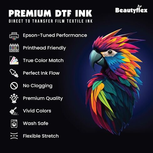 Beautyflex® White DTF Ink 1000ML for DTF Printer Printhead L1800 ET-8550 P800 R1390 XP600 DX5 i3200, High Fluidity – Compatible with DTF Heat Transfer Film Printers for T-Shirt Printing in Saudi Arabia