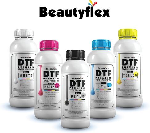 Beautyflex® White DTF Ink 1000ML for DTF Printer Printhead L1800 ET-8550 P800 R1390 XP600 DX5 i3200, High Fluidity – Compatible with DTF Heat Transfer Film Printers for T-Shirt Printing in Saudi Arabia