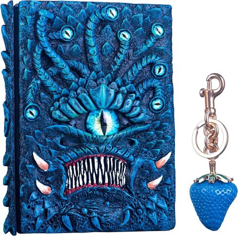 Handmade The Eye Devil of Tentacle Embossed Journal,Resin Engraving Notebook,Blank Paper,Hardcover Travel Diary for Writing,Sketchbook,Collection,Creative gifts,Decoration Diary for Man Woman A5 Size (4 colours) (with Blue Strawberry Keychain) in Saudi Arabia