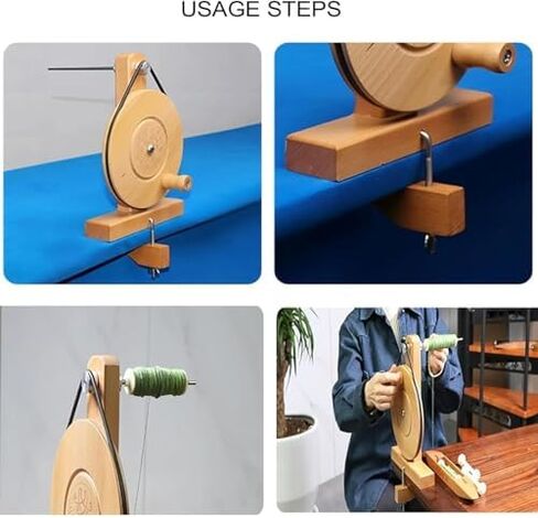 عجلة غزل خشبية، دوارة غزل خشبية مصنوعة يدويًا لسطح المكتب، مناسبة للمكوك بأقطار داخلية 5-7 مم، مقبض خشبي، للصوف والقطن in Saudi Arabia