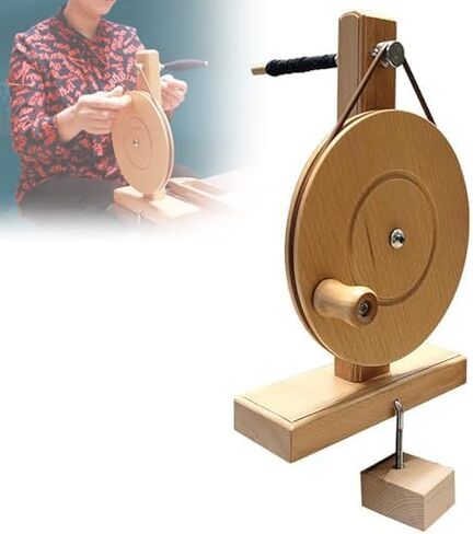 Wooden Yarn Spinnings Wheel, Handmade Wooden Desktop Yarn Spinner, Suitable for Shuttle Core Inner Diameters of 5-7 Mm, Comfortable Wooden Handle in Saudi Arabia