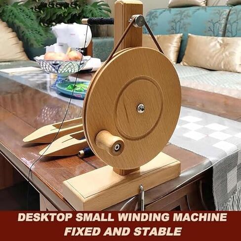 Wooden Yarn Spinnings Wheel, Handmade Wooden Desktop Yarn Spinner, Suitable for Shuttle Core Inner Diameters of 5-7 Mm, Comfortable Wooden Handle in Saudi Arabia