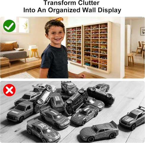Wooden Wall Mount Display Case for Hot Wheels 54 Space 1/64 Hot Wheels Toy Car Storage Organizer Display Shelf Hotwheels Model Car Wall Displays Storage Case Shelf with Dust Resistant Acrylic Door in Saudi Arabia