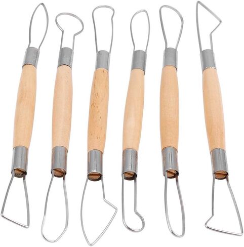 Clay Tools, 6PCS Clay Sculpting Tools Pottery Carving Tools Wooden Handle Double Ended Modeling Tools Double Head Ribbon Tool DIY Craft Set in Saudi Arabia