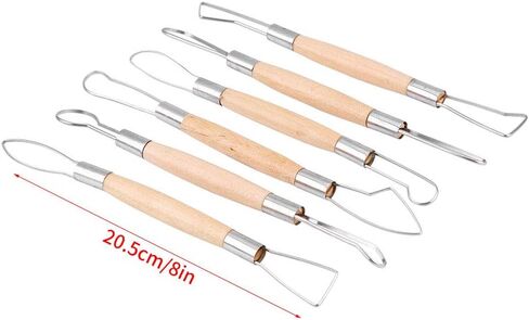 Clay Tools, 6PCS Clay Sculpting Tools Pottery Carving Tools Wooden Handle Double Ended Modeling Tools Double Head Ribbon Tool DIY Craft Set in Saudi Arabia