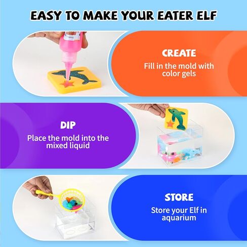Funwins Magic Water Elf Toy Kit with Aquarium,Aqua Fairy Magic Water Gel Kit Toys with 20 Non-Toxic Gels & 12 Sea Animal Molds,DIY Water Pets Squishy Maker Kit,STEM Gifts for Birthday for Kids 4+ in Saudi Arabia