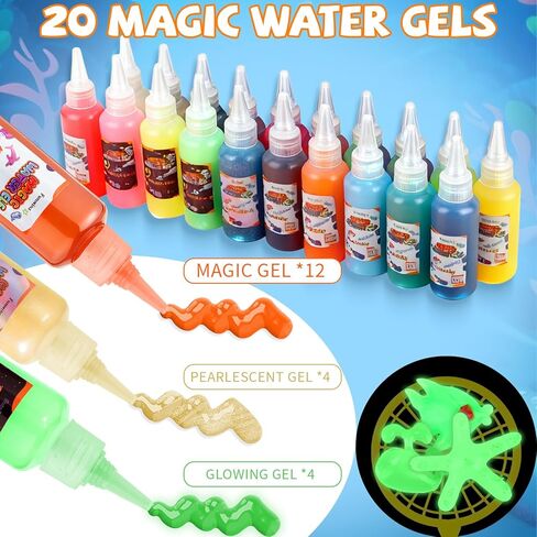 Funwins Magic Water Elf Toy Kit with Aquarium,Aqua Fairy Magic Water Gel Kit Toys with 20 Non-Toxic Gels & 12 Sea Animal Molds,DIY Water Pets Squishy Maker Kit,STEM Gifts for Birthday for Kids 4+ in Saudi Arabia