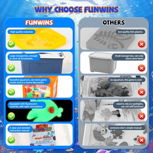 Funwins Magic Water Elf Toy Kit with Aquarium,Aqua Fairy Magic Water Gel Kit Toys with 20 Non-Toxic Gels & 12 Sea Animal Molds,DIY Water Pets Squishy Maker Kit,STEM Gifts for Birthday for Kids 4+ in Saudi Arabia