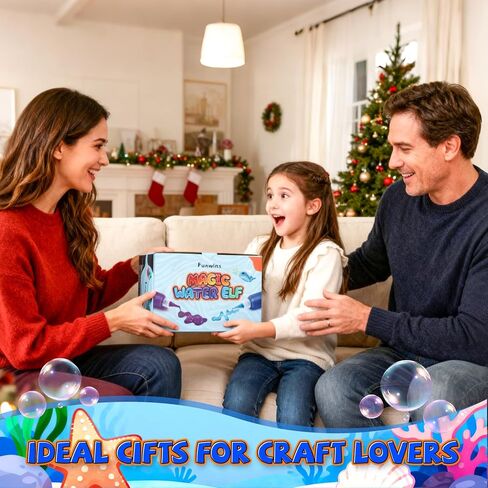 Funwins Magic Water Elf Toy Kit with Aquarium,Aqua Fairy Magic Water Gel Kit Toys with 20 Non-Toxic Gels & 12 Sea Animal Molds,DIY Water Pets Squishy Maker Kit,STEM Gifts for Birthday for Kids 4+ in Saudi Arabia