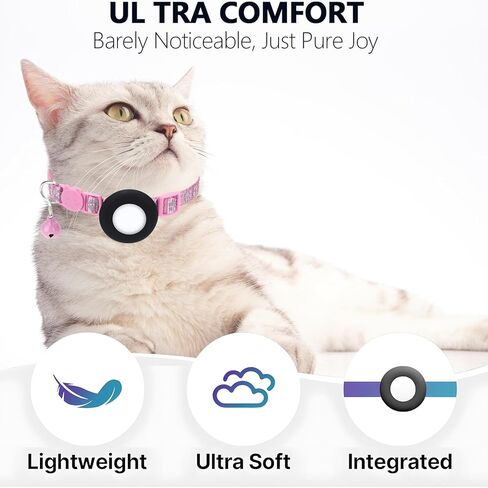 جهاز تعقب GPS للقطط، جهاز تعقب صغير للحيوانات الأليفة بنظام GPS، جهاز تعقب القطط المقاوم للماء IPX8، بدون رسوم شهرية، يعمل مع Apple Find My (iOS فقط)، أجهزة تعقب ذكية للحيوانات الأليفة-Pink-5 in Kuwait