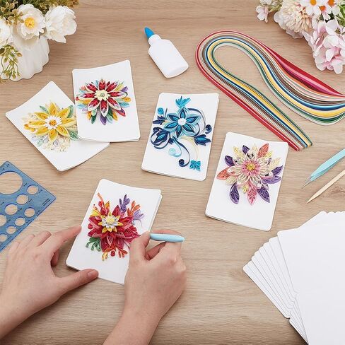WEBEEDY 20 Sets Paper Quilling Kit for Adults Beginner DIY 5 Styles Flower Greeting Card Making Kit with Instruction Handmade Flower Quilling Card for Birthday,Wedding,Holiday,Mother's Day in Saudi Arabia