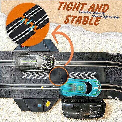 Slot Car Race Track Sets with 4 High-Speed Racing Cars, 2 Control Method Hand-cranked and Electric Generator, Car with Dual Racing Lap Counter Circular Overpass Track Toys Gifts for Kids and Adults in Saudi Arabia
