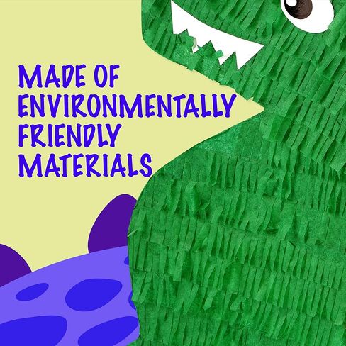 IMPRESA Dinosaur Pinata - Blindfold & Baton for Dino Party Games - 3-Lb Candy Capacity for Birthday Pinata - Vibrant Green Dino Design for Party Decoration - Green, Paper, Pack of 1 in Saudi Arabia