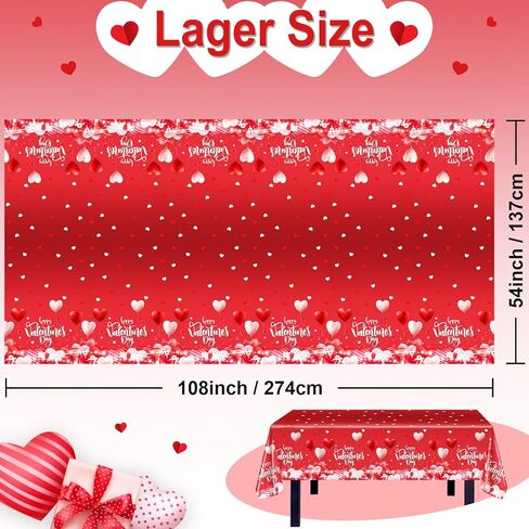 Avezano 3 pcs Valentines Day Tablecloths Happy Valentines Day Plastic Tablecloth 108x54 inch Red Loveheart Romantic Party Decorations for Wedding Engagement Anniversary in Saudi Arabia