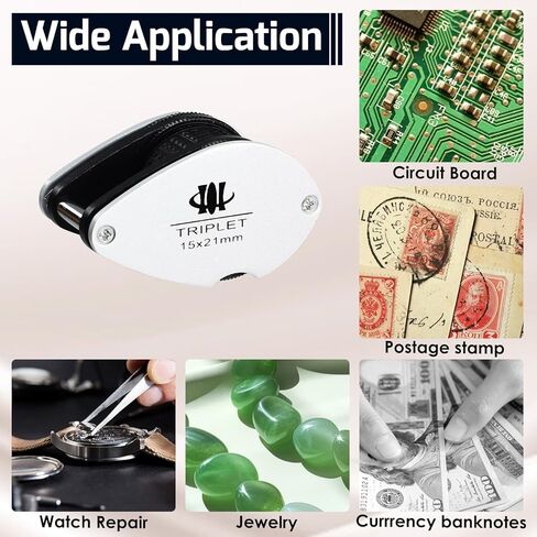 Jewelers Loupe Magnifier, Foldable Jewelry Loupe 15x Magnification with Chelsea/Jadeite Filter Gemstone for Gems, Emerald, Green Stones, Stamp, Diamond in Saudi Arabia