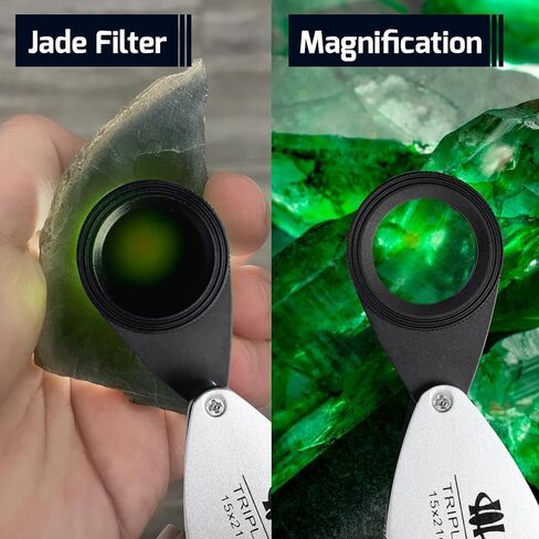 Jewelers Loupe Magnifier, Foldable Jewelry Loupe 15x Magnification with Chelsea/Jadeite Filter Gemstone for Gems, Emerald, Green Stones, Stamp, Diamond in Saudi Arabia