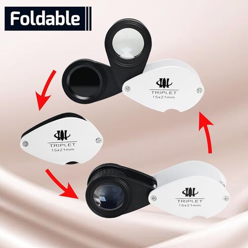 Jewelers Loupe Magnifier, Foldable Jewelry Loupe 15x Magnification with Chelsea/Jadeite Filter Gemstone for Gems, Emerald, Green Stones, Stamp, Diamond in Saudi Arabia