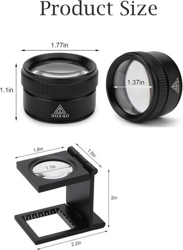 2PCS Jewelers Loupe Pocket Magnifier Magnifying Glass, Folding Magnifying Glass, Small Loupe Mini Magnifier Loop for Jeweler Stamps Maps Antiques Magazines (30X &10X) in Saudi Arabia
