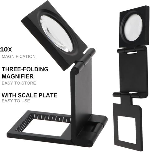 2PCS Jewelers Loupe Pocket Magnifier Magnifying Glass, Folding Magnifying Glass, Small Loupe Mini Magnifier Loop for Jeweler Stamps Maps Antiques Magazines (30X &10X) in Saudi Arabia