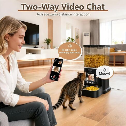 Automatic Cat Feeder with Camera, 5G WiFi Smart Pet Feeder with 2-Way Video/Audio, 45° Adjustable Angle, Night Vision, 5L Cat Food Dispenser for Cats & Small Dogs with APP Control for Vacation & Work in Saudi Arabia