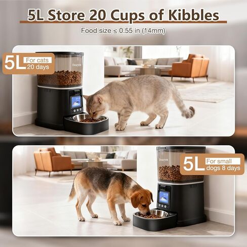 Automatic Cat Feeder with Camera, 5G WiFi Smart Pet Feeder with 2-Way Video/Audio, 45° Adjustable Angle, Night Vision, 5L Cat Food Dispenser for Cats & Small Dogs with APP Control for Vacation & Work in Saudi Arabia