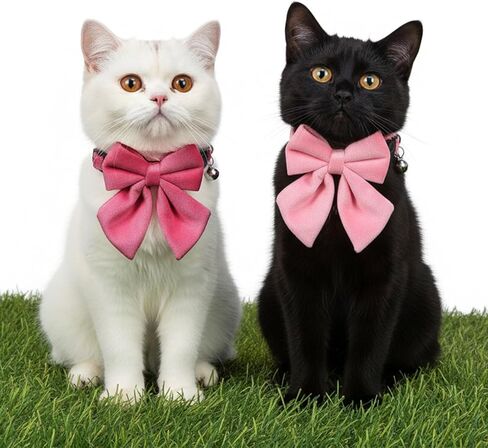 2 قطعة طوق القط الوردي مع أجراس القوس الانفصالية طوق ربطة عنق مع جرس مشبك أمان القطط الياقات للفتيات القطط قابل للتعديل لينة لطيف هريرة الياقات للقطط in Kuwait