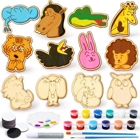 Golray DIY مغناطيسات خشبية للرسم للأطفال من عمر 4 إلى 8 سنوات، 12 قطعة من أدوات صناعة الطلاء المغناطيسي لتفضلات الحفلات، لوازم فنية وحرفية هدايا عيد الميلاد للأولاد والبنات الذين تتراوح أعمارهم بين 3 4 5 6 7 8 (عيد الحب) in Saudi Arabia