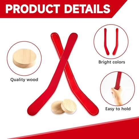 2 Sets Replacement Hockey Sticks and Pucks for Classic Wooden Tabletop Hockey Games Set of Sticks and Wood Pucks Extra Accessories Slap Shot Game Equipment Sets for Kids and Adults Family Board Games in Saudi Arabia