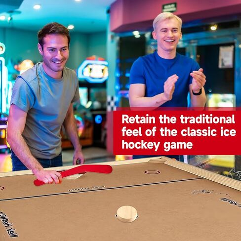 2 Sets Replacement Hockey Sticks and Pucks for Classic Wooden Tabletop Hockey Games Set of Sticks and Wood Pucks Extra Accessories Slap Shot Game Equipment Sets for Kids and Adults Family Board Games in Saudi Arabia